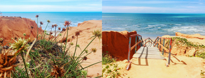 Les falaises rouges et l'océan turquoise