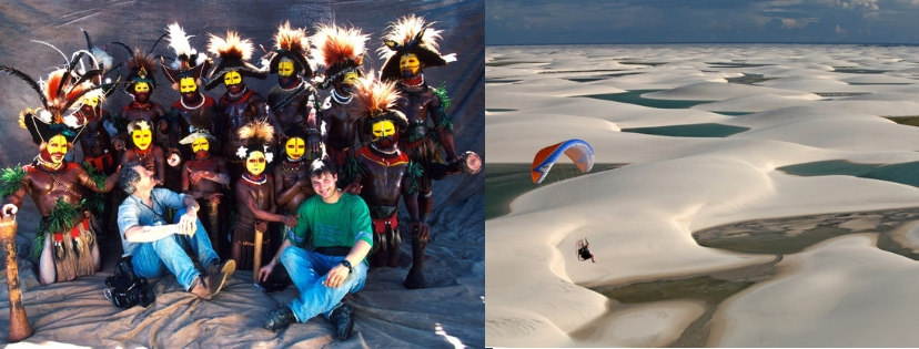 Avec yann Arthus Bertrand et en para moteur au dessus des Lençois